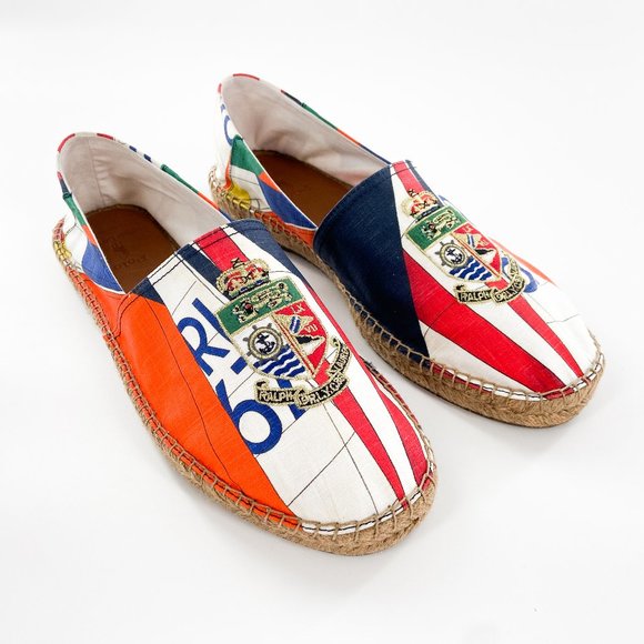 NEW POLO RALPH LAUREN Cevio Slip On Loafer Espadrille Cruise Print Nautical 11 D - Picture 1 of 12